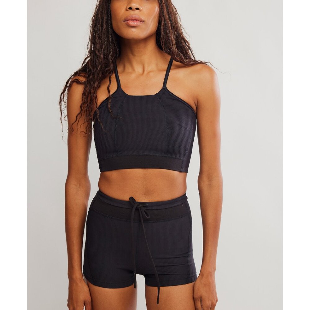 FP Movement by Free People tapped out set xs Black Ribbed Shorts and bra - Picture 5 of 16